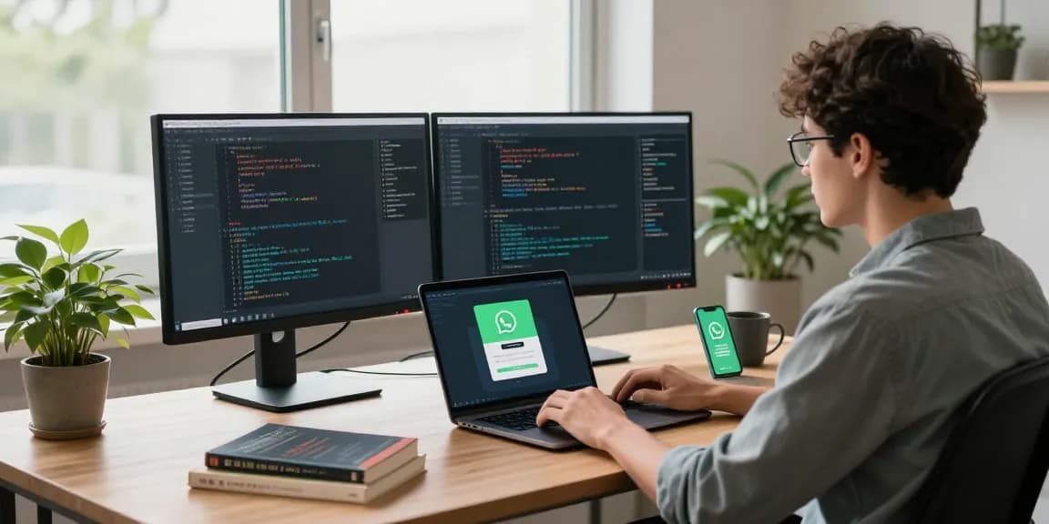 Developer focused on WhatsApp下載 coding in a modern workspace.