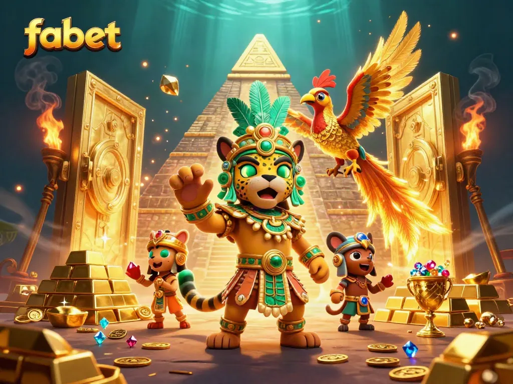 Experience thrilling wins with fabet's dynamic gaming treasures illustrated in a vibrant 3D scene.
