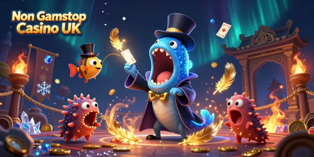 Experience thrilling action at Non Gamstop Casino UK with a magician eel and anglerfish performing stunning tricks.