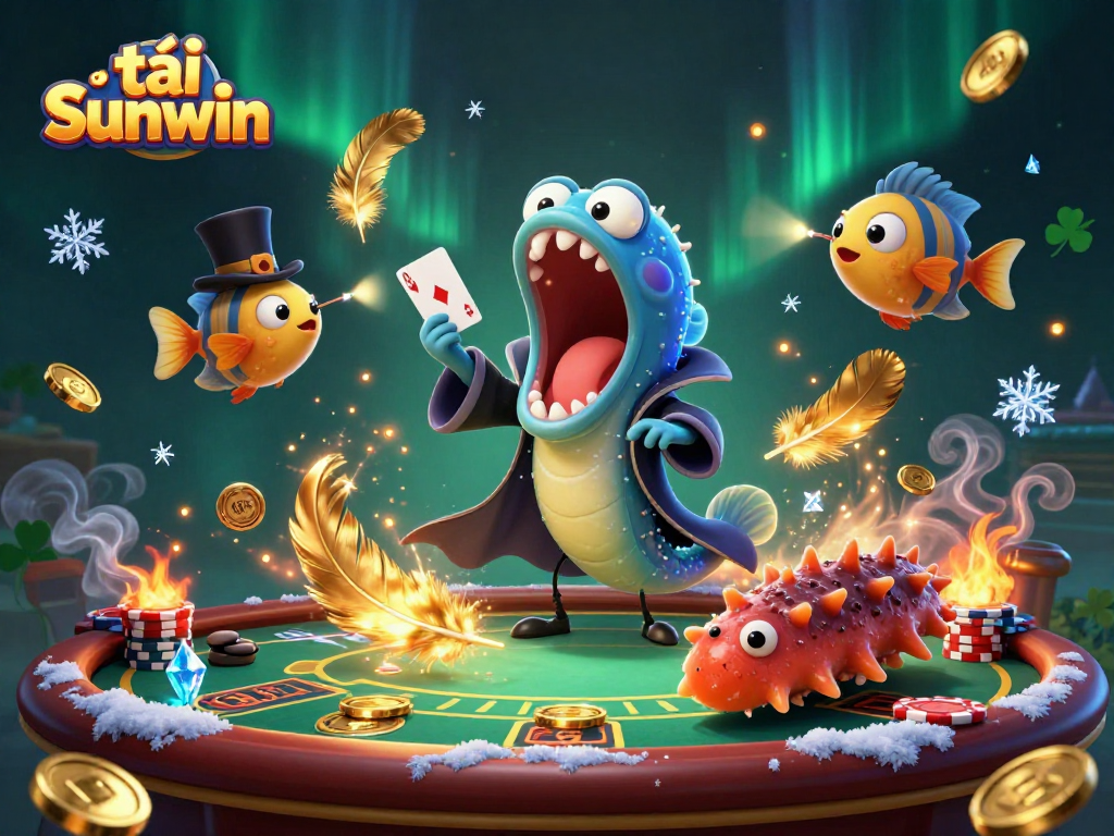 Experience excitement with tải sunwin, featuring a captivating underwater magic act in a vibrant casino scene.