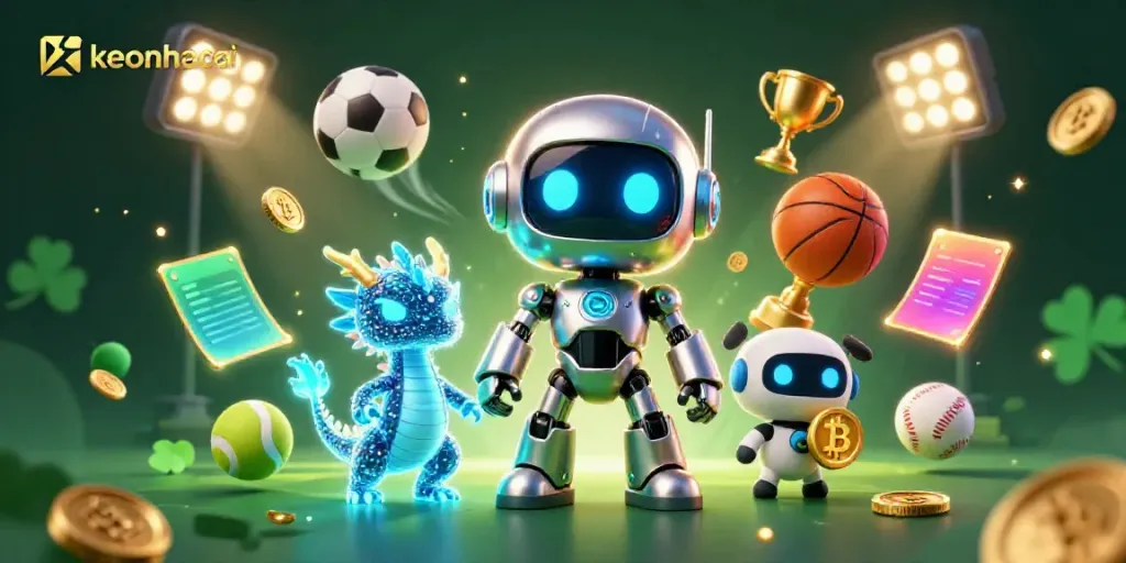 Experience exhilarating sports betting with keonhacai in a vibrant 3D scene featuring dynamic characters and elements.