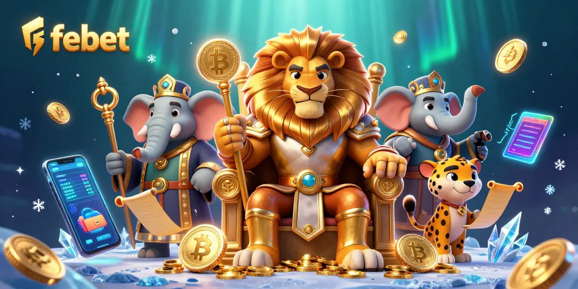 Experience exciting gameplay at febet with a fierce lion king and vibrant casino elements.