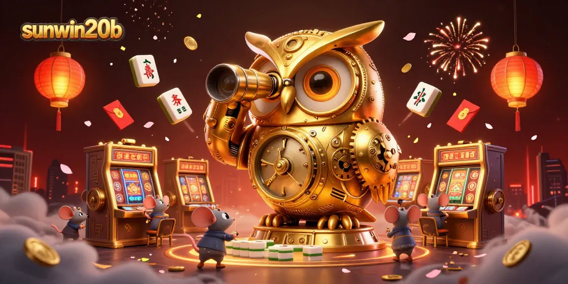 Experience the excitement of sunwin20b with golden owls and vibrant casino elements.